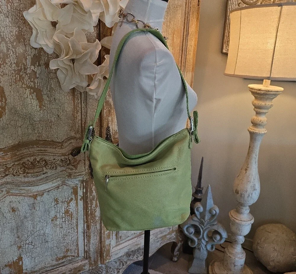 Stone & Co. Light Green Leather Shoulder Bag